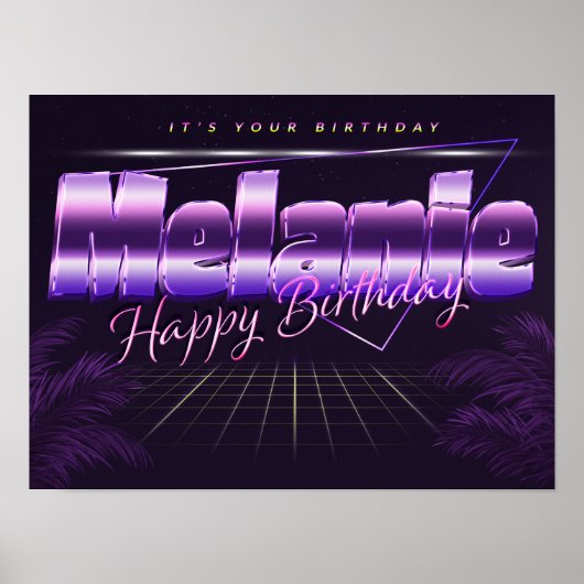 Melanie Name Vorname lila retro Poster Geburtstag (Voorkant)