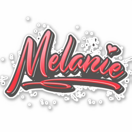 Melanie red Heart Graffiti Aufkleber Sticker (Voorkant)