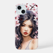 Melanie Sakura Cherry Blossom Meisje iPhone 15 Case (Achterkant)