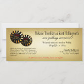 Melanie & Scott Las Vegas Rood Zwart Goud LINNEN Kaart (Achterkant)