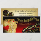 Melanie & Scott Las Vegas Rood Zwart Goud LINNEN Kaart (Voorkant / Achterkant)