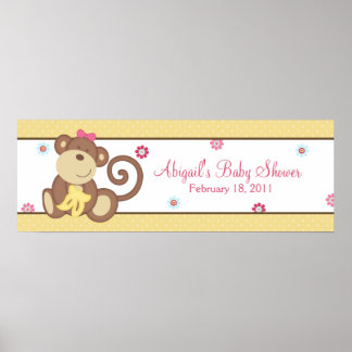 Melanie van de apenbanner Baby shower Poster
