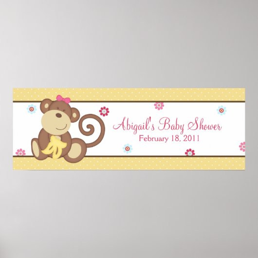 Melanie van de apenbanner Baby shower Poster (Voorkant)