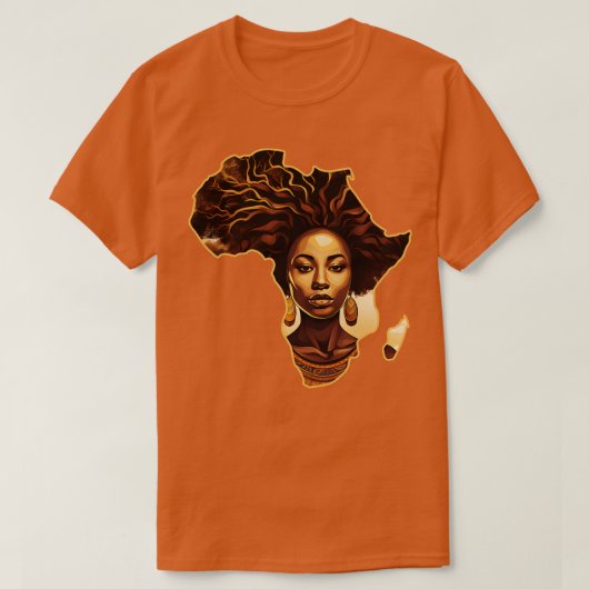 Melanin Afrika Kaart Vorm T-shirt (Design voorkant)