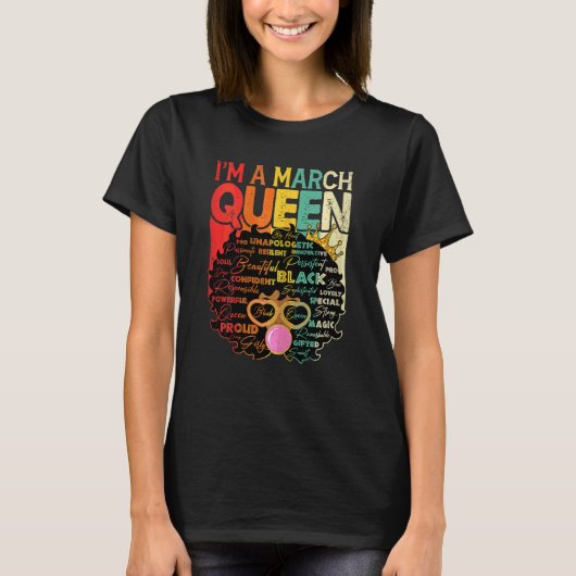 Melanin Afro March Queen Black Hist T-shirt (Voorkant)