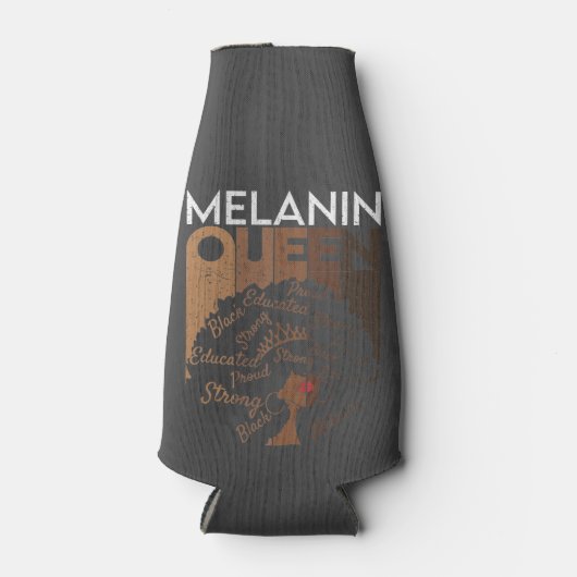 Melanin Afro Queen Word Art Flesjeskoeler (Voorkant)