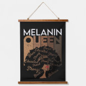 Melanin Afro Queen Word Art Hangend Wandkleed (Voorkant)