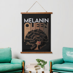 Melanin Afro Queen Word Art Hangend Wandkleed