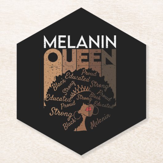 Melanin Afro Queen Word Art Kartonnen Onderzetters (Voorkant)