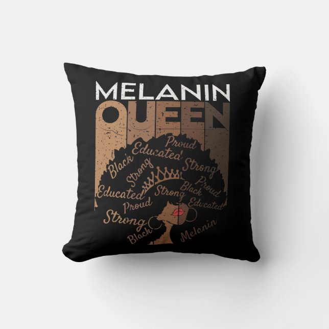 Melanin Afro Queen Word Art Kussen (Voorkant)
