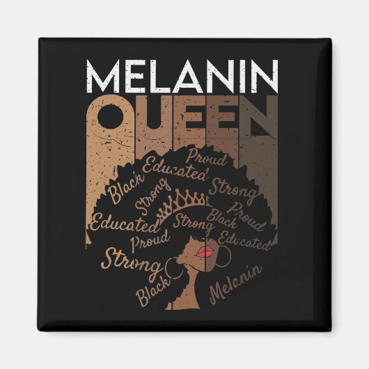 Melanin Afro Queen Word Art Magneet (Voorkant)