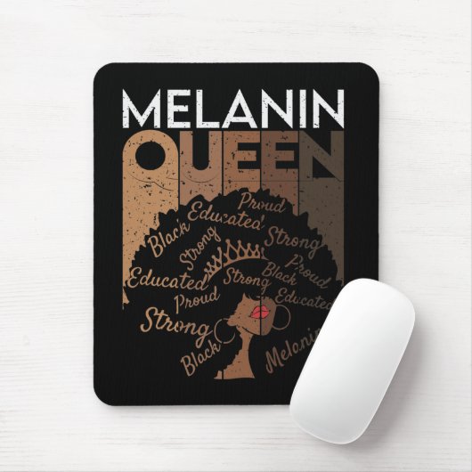 Melanin Afro Queen Word Art Muismat (Met muis)