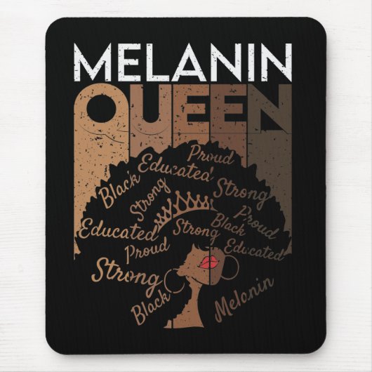Melanin Afro Queen Word Art Muismat (Voorkant)