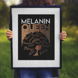 Melanin Afro Queen Word Art Poster