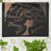Melanin Afro Queen Word Art Theedoek (Gevouwen)