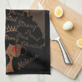Melanin Afro Queen Word Art Theedoek (Quarter Fold)