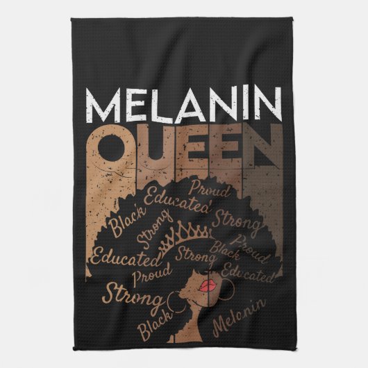 Melanin Afro Queen Word Art Theedoek (Verticaal)