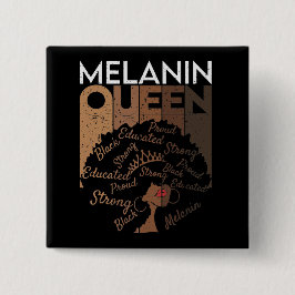 Melanin Afro Queen Word Art Vierkante Button 5,1 Cm