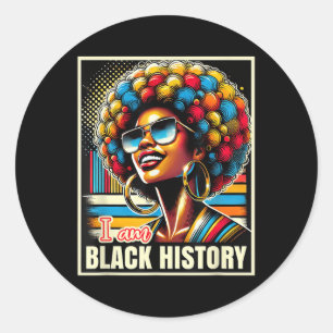 Melanin Afro Zwarte Koningin Ik Ben Zwart Geschied Ronde Sticker