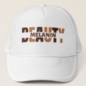 Melanin Beauty Black History Maand Trucker Hat Trucker Pet (Voorkant)
