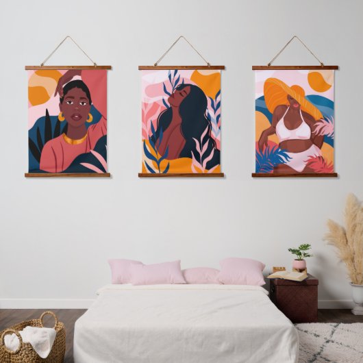 Melanin Beauty Wood Topped Wall Tapestry Hangend Wandkleed (Slaapkamer)