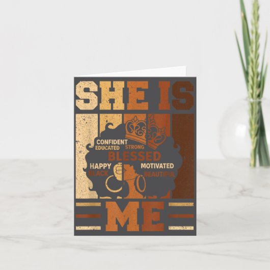 Melanin Blessed She Queen Beautiful Afro Black Me  Kaart (Voorkant)