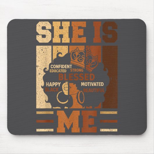 Melanin Blessed She Queen Beautiful Afro Black Me Muismat (Voorkant)