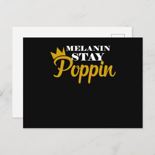 Melanin blijft poppin zwart en mooi sterk geblazen aankondigingskaart (Voorkant / Achterkant)