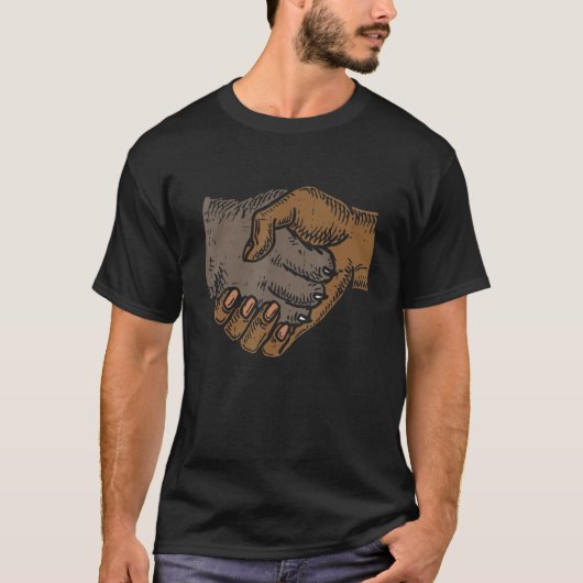 Melanin Cat Hand-Shake Black History Maand BLM Kit T-shirt (Voorkant)