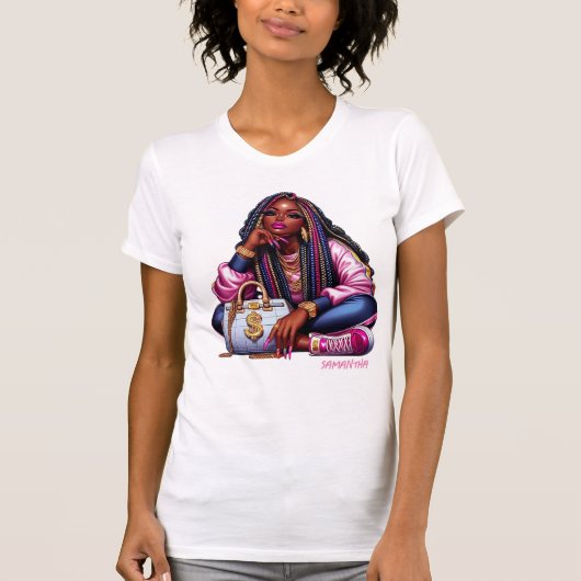 Melanin Chic Hustler Urban Hip Hop Mode Vrouw T-shirt (Voorkant)