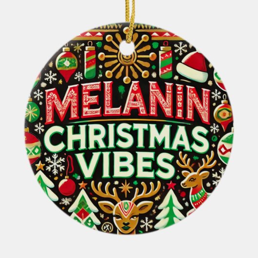 Melanin Christmas Vibe Tree Ornament (Voorkant)