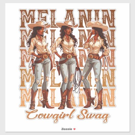 Melanin Cowgirl Swag Sticker (Vel)