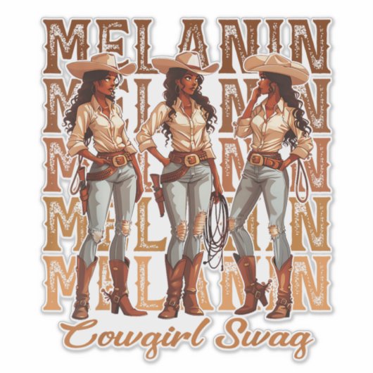Melanin Cowgirl Swag Sticker (Voorkant)