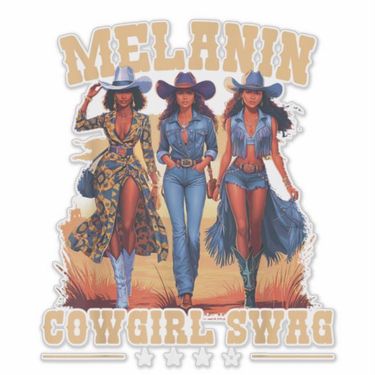 Melanin Cowgirl Swag Sticker (Voorkant)