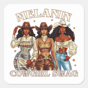 Melanin Cowgirl Swag Vierkante Sticker