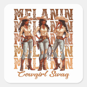 Melanin Cowgirl Swag Vierkante Sticker