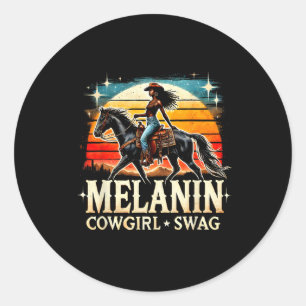 Melanin Cowgirl Swag Vrouwen Afrikaanse Zwarte Ges Ronde Sticker