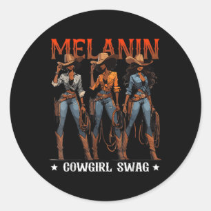 Melanin Cowgirls Afrikaanse Melanine Cowgirl Swag  Ronde Sticker