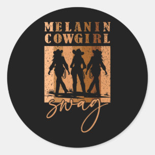 Melanin Cowgirls Afrikaanse Melanine Cowgirl Swag Ronde Sticker