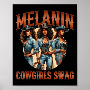 Melanin Cowgirls Black Geschiedenis Maand Afrikaan Poster