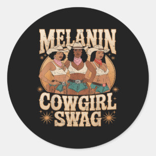 Melanin Cowgirls Swag Afrikaanse Melanin Cowgirl Z Ronde Sticker