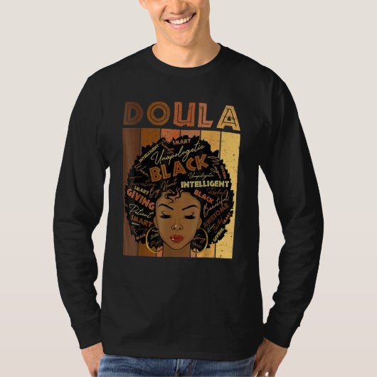 Melanin Doula Afro Hair Black History Month T-shirt (Voorkant)
