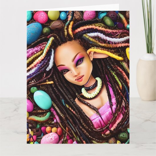 Melanin Easter Egg Rainbow Spring Sista Girl Kaart (Voorkant)