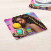 Melanin Easter Rainbow Spring Sista Girl Birthday Kartonnen Onderzetters (Schuin)