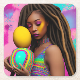 Melanin Easter Rainbow Spring Sista Girl Birthday Kartonnen Onderzetters