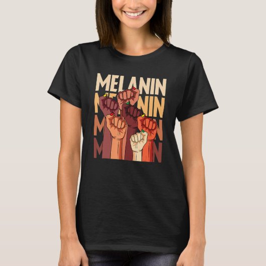 Melanin Fist Hands African Pride Black History Mon T-shirt (Voorkant)