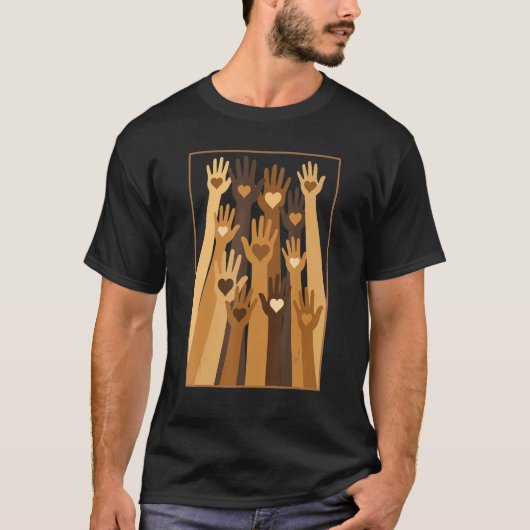 Melanin Hand Hearts Black History Month BLM Africa T-shirt (Voorkant)