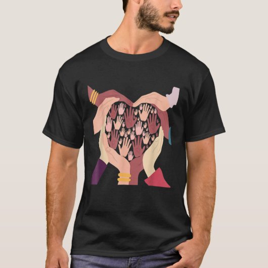Melanin Hands Heart Valentijnsdag Black History M T-shirt (Voorkant)