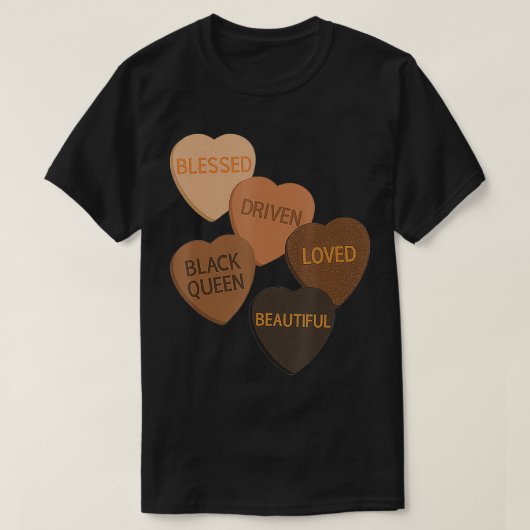 Melanin Hearts Valentines Day Candy Love Driven Bl T-shirt (Design voorkant)