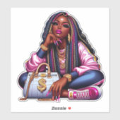 Melanin Hustler Afro-Amerikaanse hiphopvrouw Sticker (Vel)